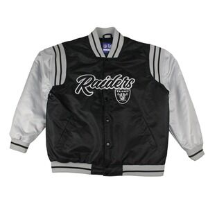 Las Vegas Raiders Satin Bomber Jacket Mens Large  NFL‎ Ultra Game Varsity